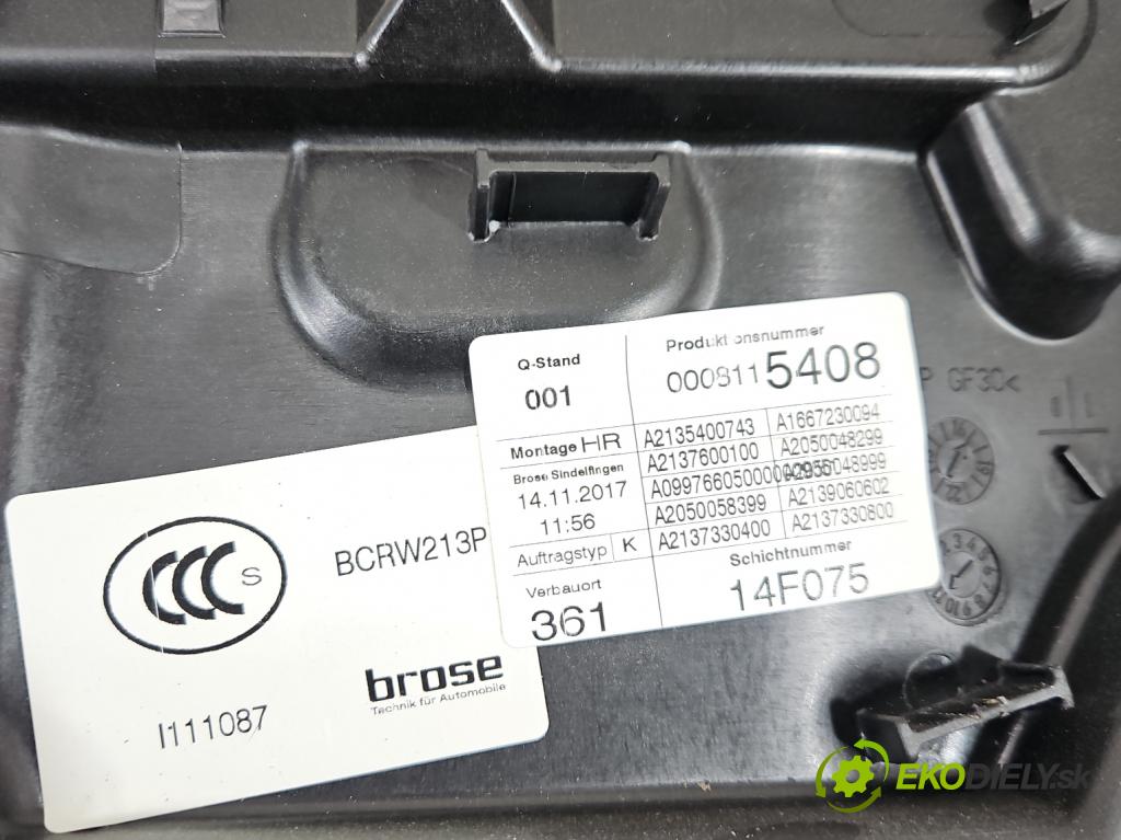 Mercedes E W213 2016-2023 2.0 CDI 194KM: automatic 143 kW 1950 cm3 4- mechanizmus okna zadné pravý 0008115408