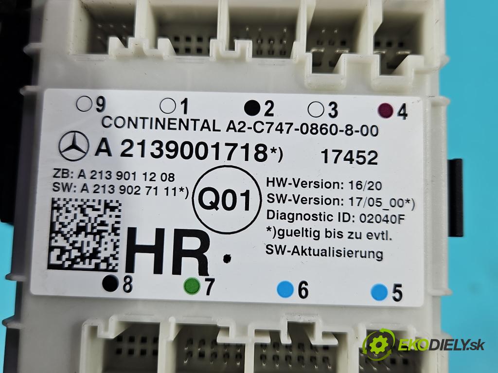 Mercedes E W213 2016-2023 2.0 CDI 194KM: automatic 143 kW 1950 cm3 4- riadiaca jednotka ostatné A2139001718