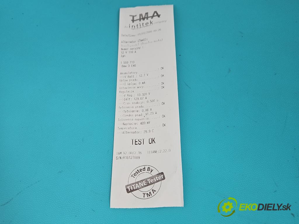 Bmw 3 E46 1998-2007 1.8 16V 116 HP manual 85 kW 1796 cm3 3- Alternator (Alternátor)