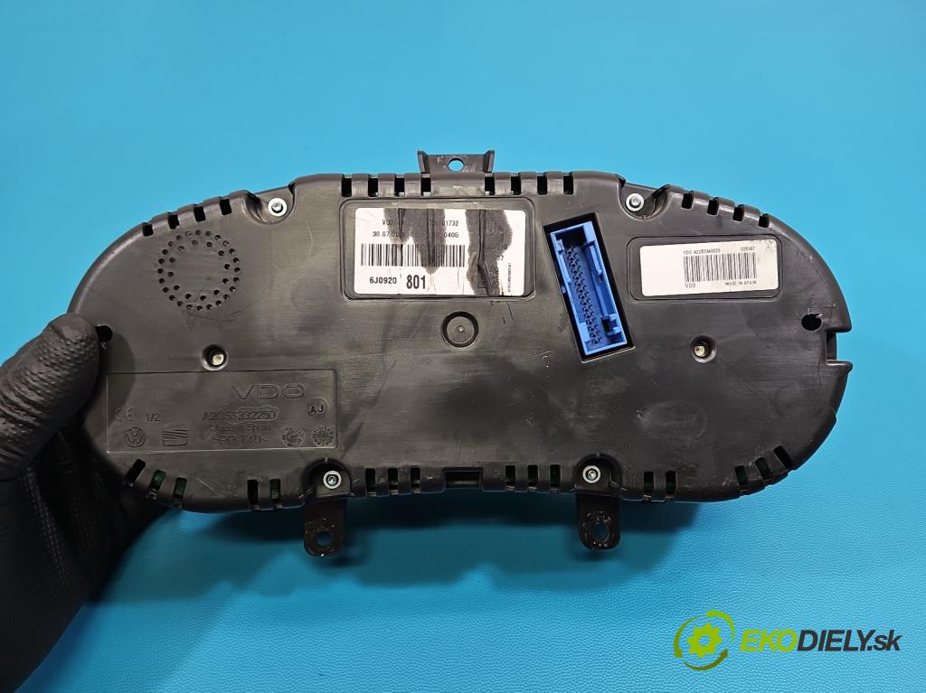 Seat Ibiza IV 6J 2008-2017 1.2 12V 69KM manual 51 kW 1198 cm3 5- prístrojovka/ budíky 6J0920801 (Prístrojová doska)