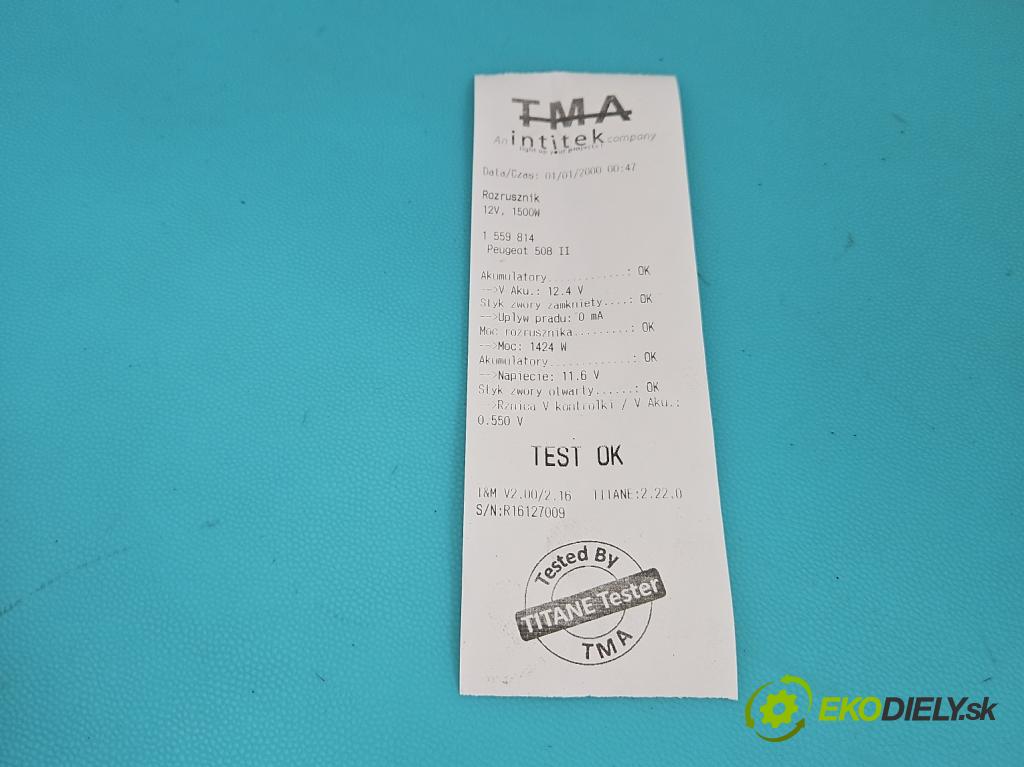 Peugeot 508 II 2018- 1.6 224hp automatic 165 kW 1598 cm3 5- štartér 9820228280 (Štartér)