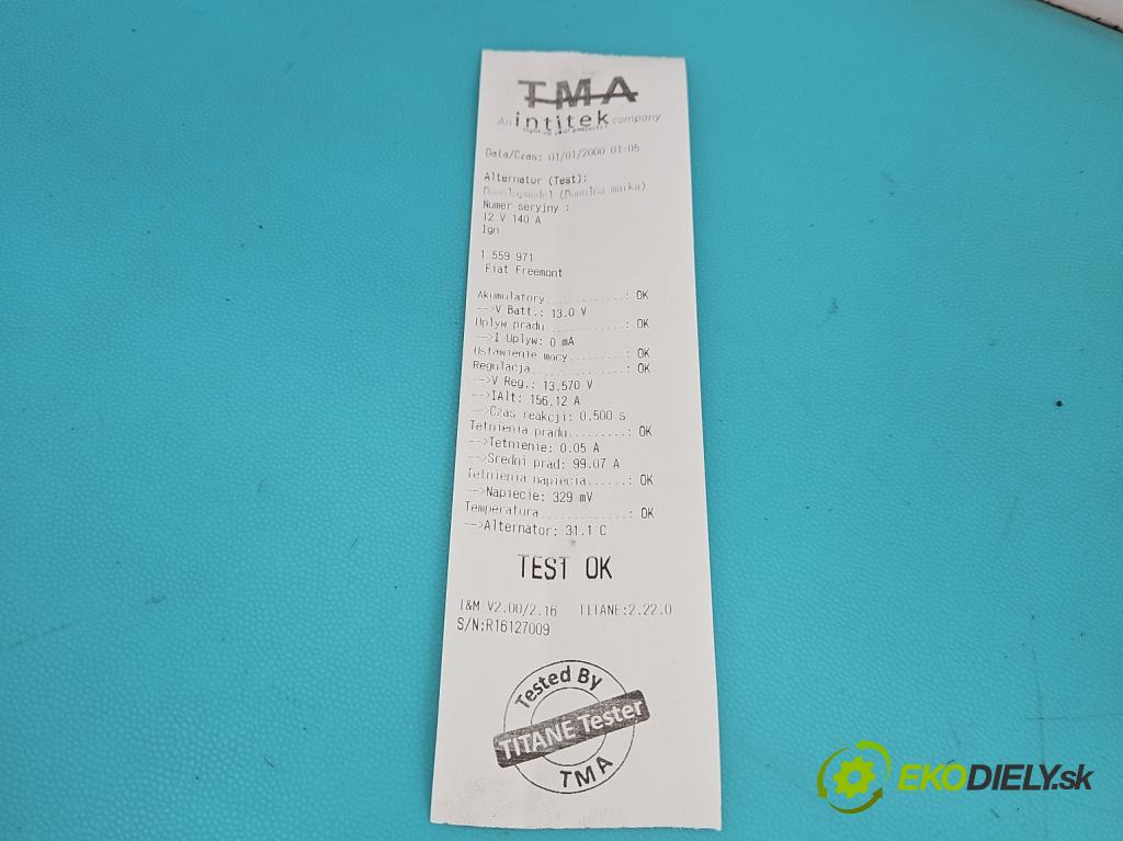 Fiat Freemont 2.0 jtd 170 hp manual 125 kW 1956 cm3 5- Alternator P56029574AA (Alternátor)