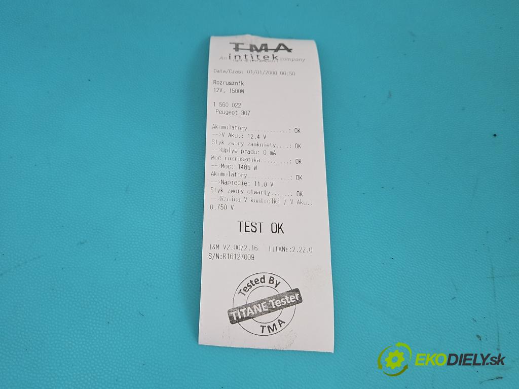 Peugeot 307 2.0 hdi 90 HP manual 66 kW 1997 cm3 5- štartér M001T80481 (Štartér)