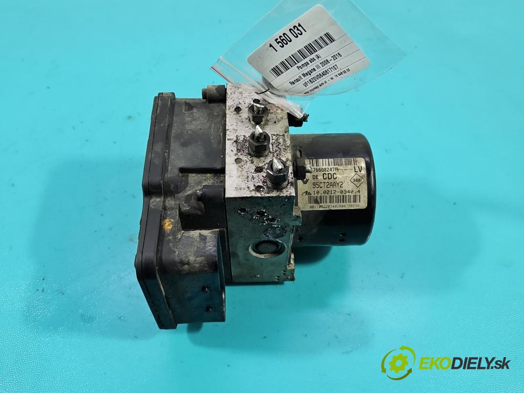 Renault Megane III 2008-2016 1.6 16V 110 HP manual 81 kW 1598 cm3 5- čerpadlo abs 476608247R (Pumpa ABS)