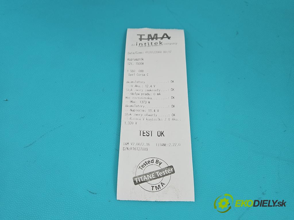 Opel Corsa C 2000-2006 1.3 cdti 69KM manual 51 kW 1248 cm3 3- štartér 0001107429 (Štartér)