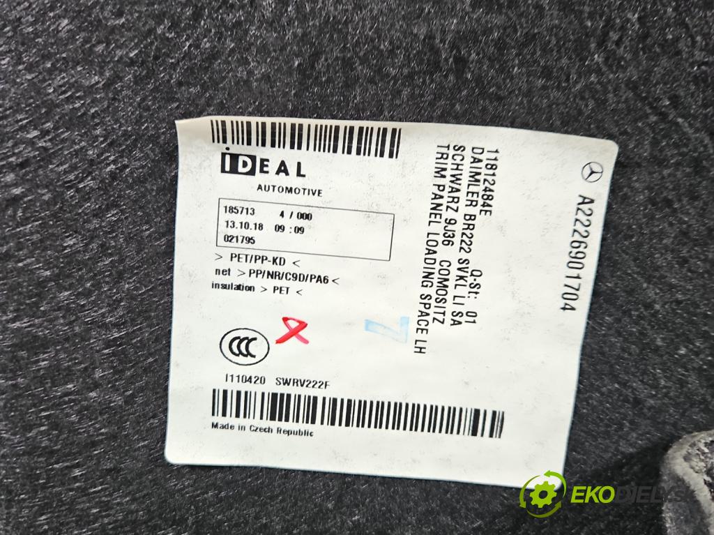 Mercedes S W222 2013-2020 3.0 cdi (656929) 340KM: automatic 250 kW 2925 cm3 4- Čalounictví: kufra: ľavé A2226901704