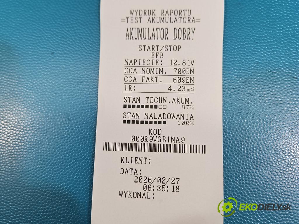 Seat Ibiza IV 6J 2008-2017 1.2 12V 69KM manual 51 kW 1198 cm3 5- Akumulator automobilovy 5TA915105B