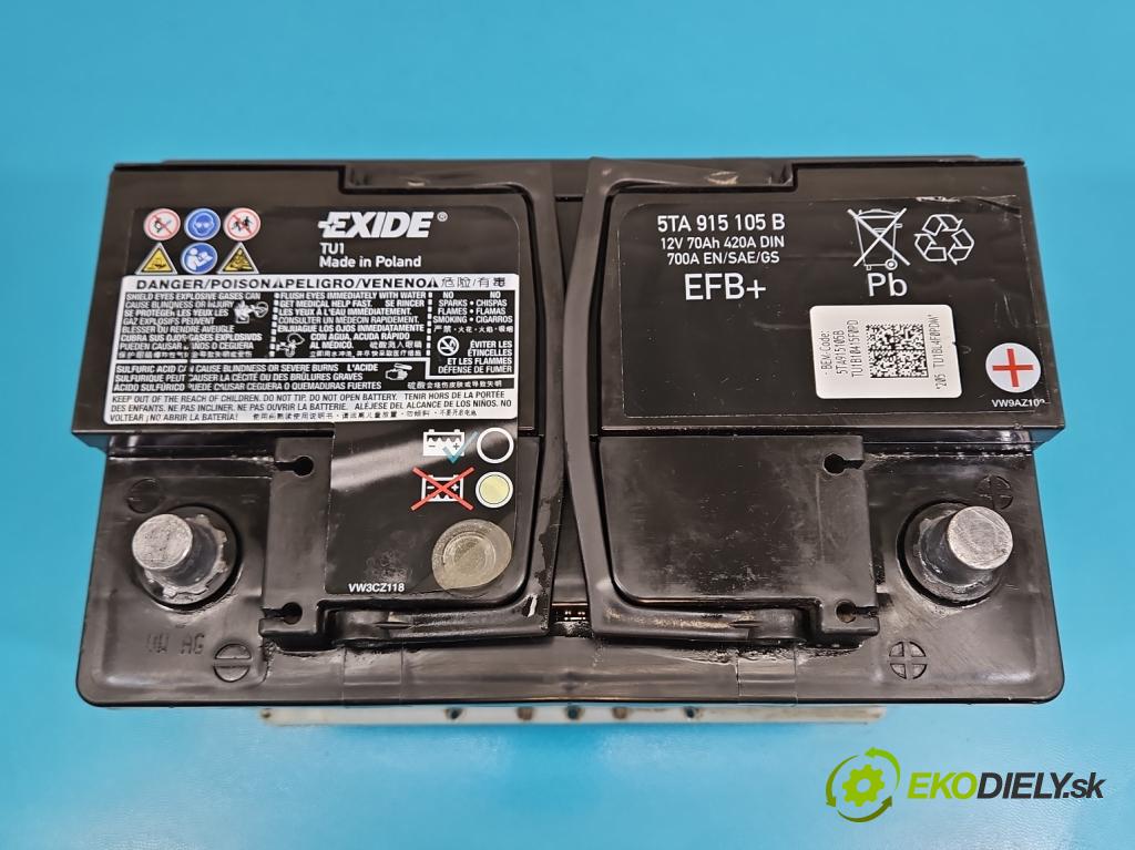 Seat Ibiza IV 6J 2008-2017 1.2 12V 69KM manual 51 kW 1198 cm3 5- Akumulator automobilovy 5TA915105B