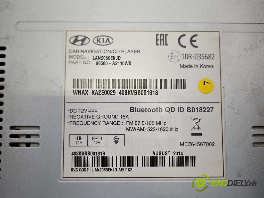 Kia Ceed II 2012-2018 1.6 crdi 128 hp manual 94 kW 1582 cm3 5- Radio továrna: 96560-A2110WK