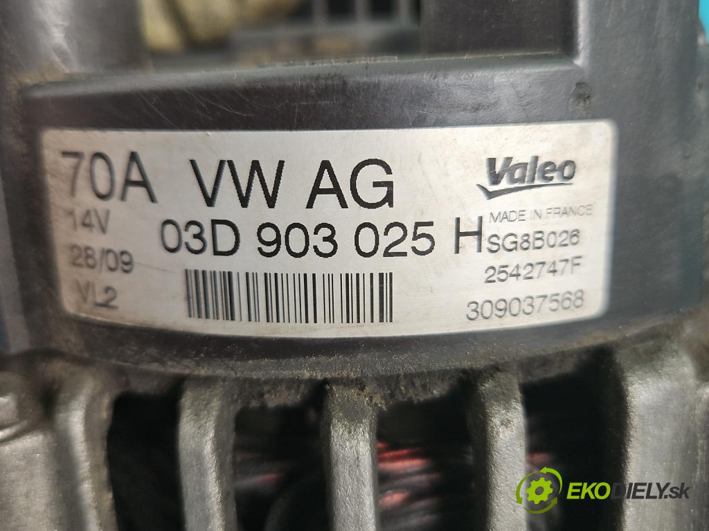 Seat Ibiza IV 6J 2008-2017 1.2 12V 69KM manual 51 kW 1198 cm3 5- Alternator 03D903025H (Alternátor)