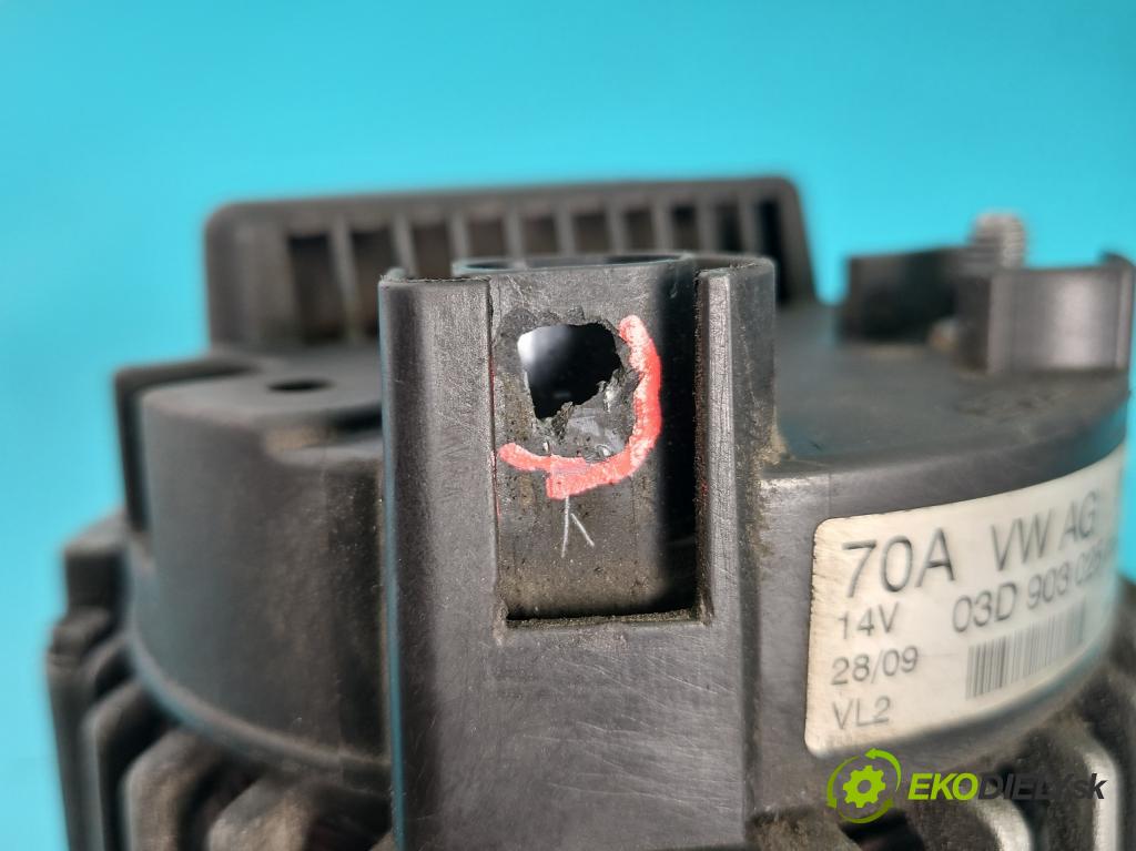 Seat Ibiza IV 6J 2008-2017 1.2 12V 69KM manual 51 kW 1198 cm3 5- Alternator 03D903025H (Alternátor)