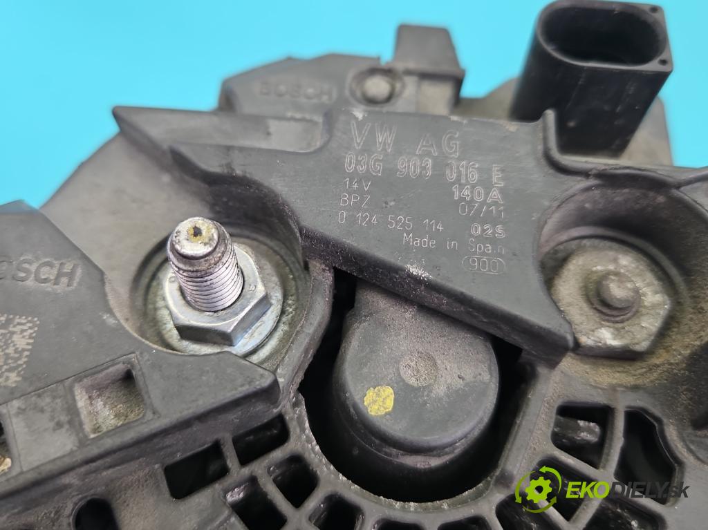 Audi A4 B8 2007-2015 2.0 tdi 143 HP manual 105 kW 1968 cm3 5- Alternator 03G903016E (Alternátor)