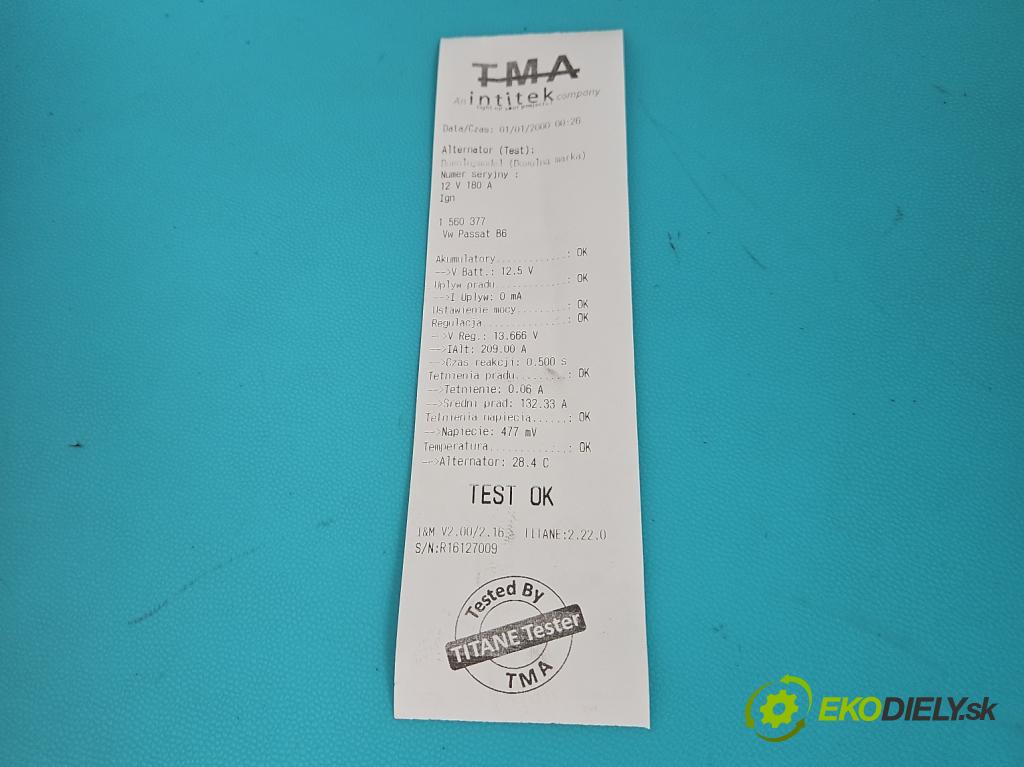 Vw Passat B6 2005-2010 1.9 tdi 105 HP manual 77 kW 1896 cm3 4- Alternator 021903026L (Alternátor)