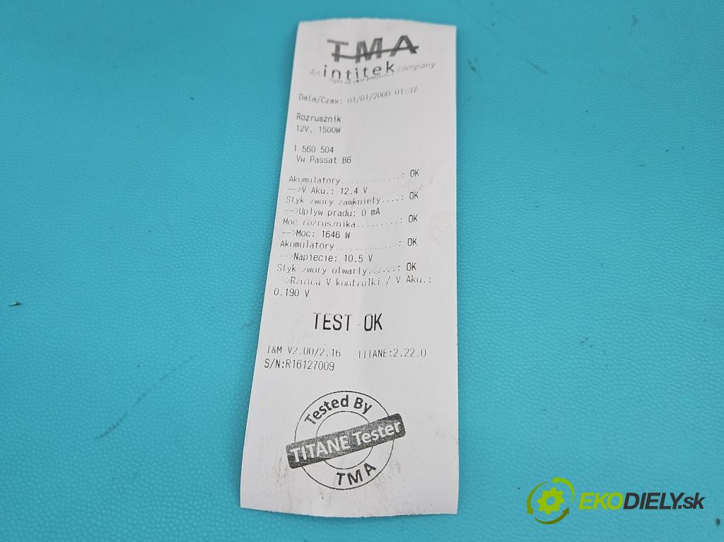 Vw Passat B6 2005-2010 1.9 tdi 105 HP manual 77 kW 1896 cm3 4- štartér D7GS8 (Štartér)