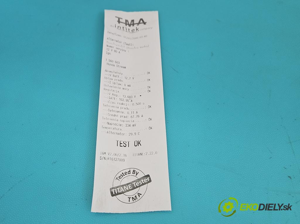 Honda Stream 2.0 16V 156 hp manual 115 kW 1998 cm3 5- Alternator A2TB8691 (Alternátor)