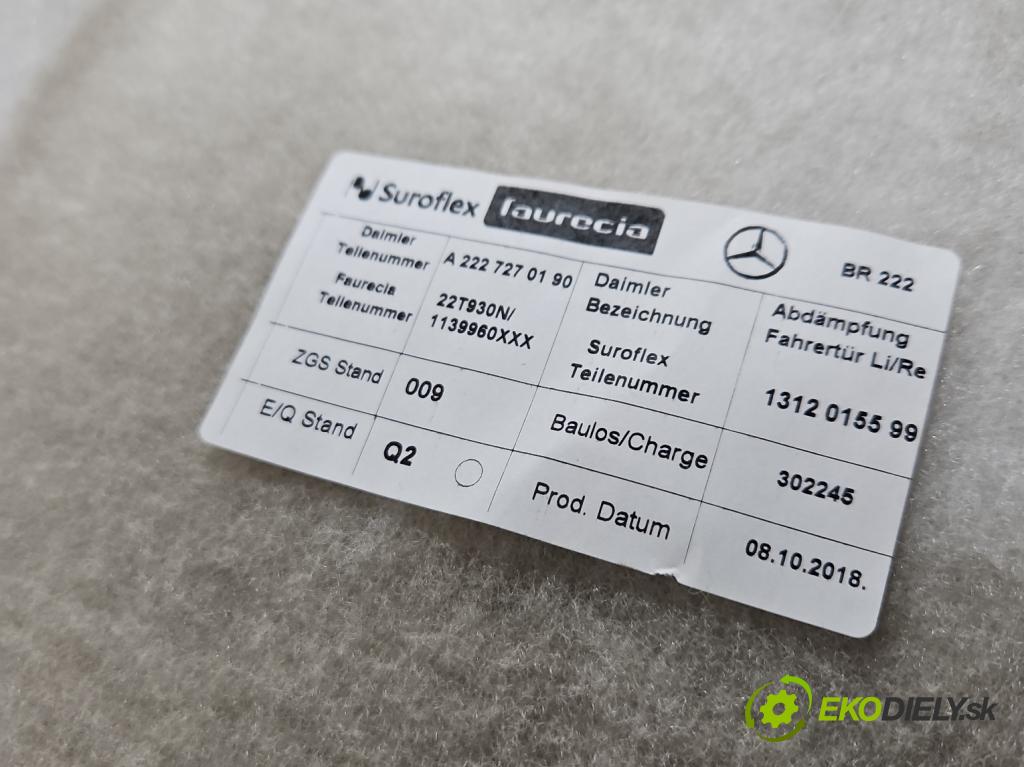 Mercedes S W222 2013-2020 3.0 cdi (656929) 340KM automatic 250 kW 2925 cm3 4- Tapacír: dveře přední pravé A2227600261