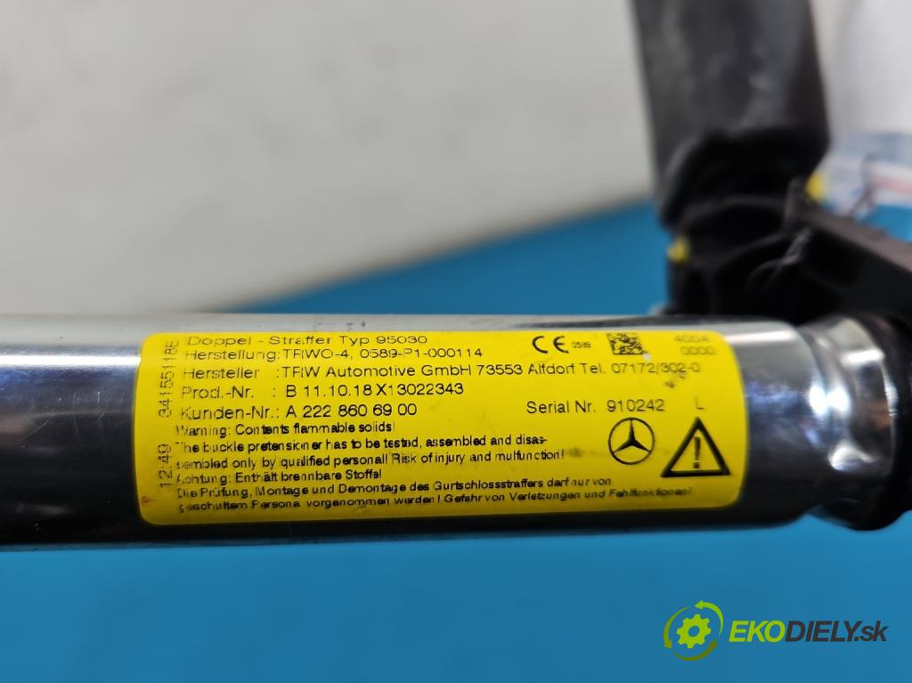 Mercedes S W222 2013-2020 3.0 cdi 656929 340KM: automatic 250 kW 2925 cm3 4- pas bezpečnosť: predné ľavý A2228606900