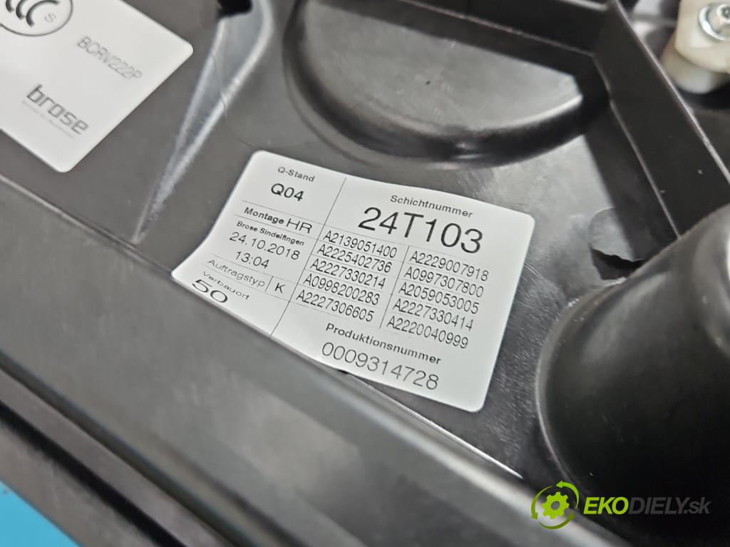 Mercedes S W222 2013-2020 3.0 cdi 656929 340KM: automatic 250 kW 2925 cm3 4- mechanizmus okna zadné pravý A2229062003