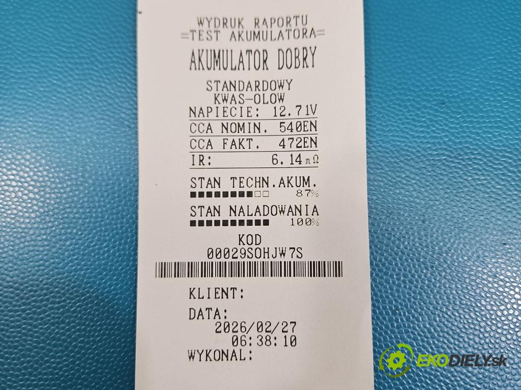 Fiat Doblo I 2001-2010 1.9 jtd 101 hp manual 74 kW 1910 cm3 5- Akumulator automobilový