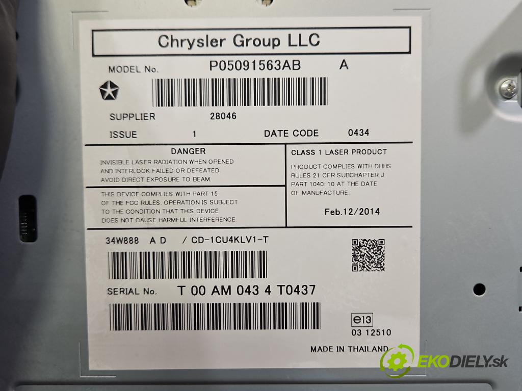 Jeep Cherokee KL 2013-2023 2.0 multijet: 140 HP manual 103 kW 1956 cm3 5- Menič: cd P05091563AB (CD menič)