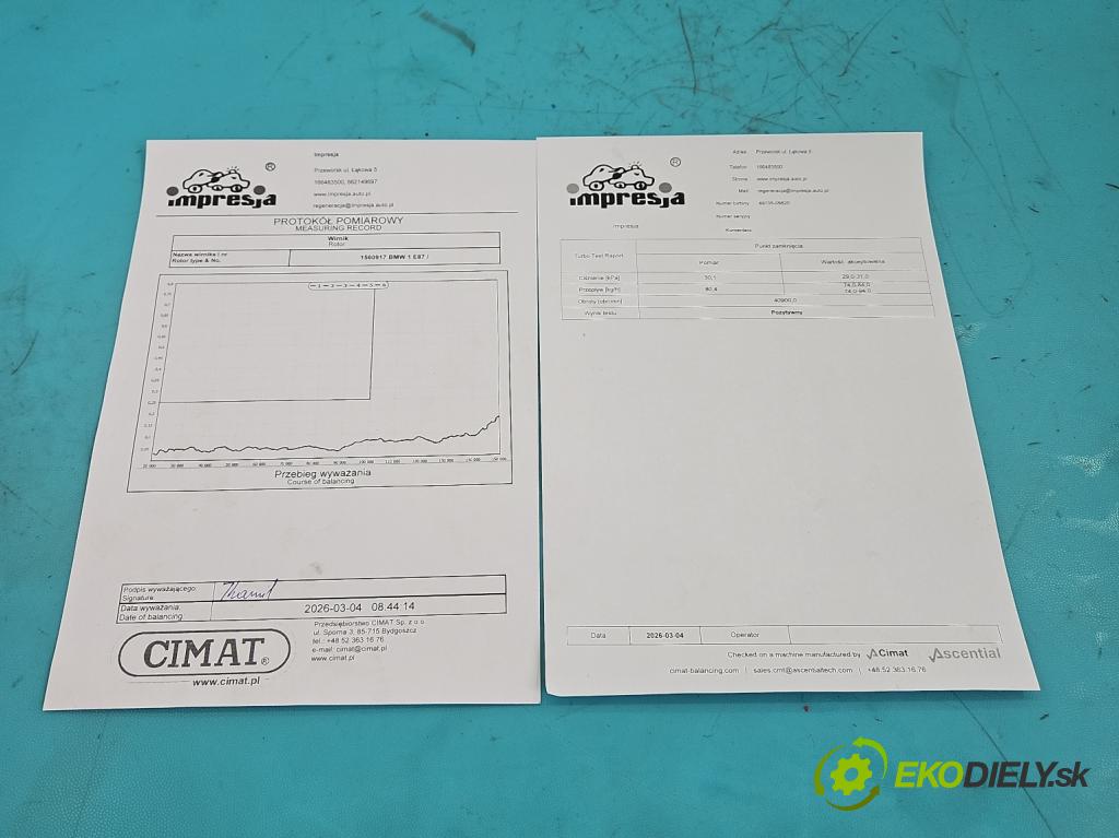 Bmw 1 E87 2004-2011 2.0d 150 HP manual 110 kW 1995 cm3 5- turbodúchadlo, turbo repasovaná 49135-05620