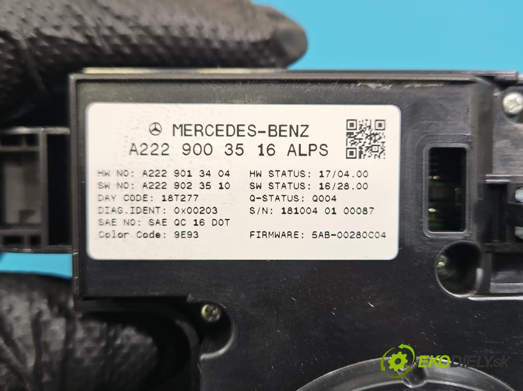 Mercedes S W222 2013-2020 3.0 cdi (656929) 340KM: automatic 250 kW 2925 cm3 4- prepínač rádio: navigácie A2229003516