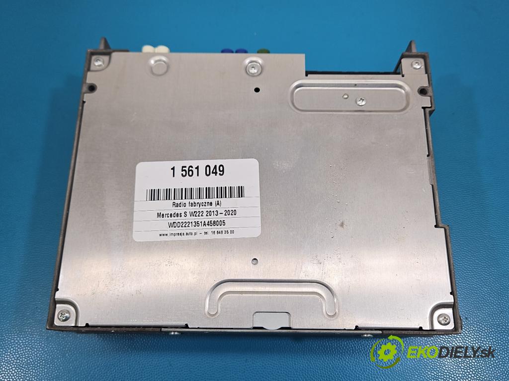 Mercedes S W222 2013-2020 3.0 cdi 656929 340KM: automatic 250 kW 2925 cm3 4- Radio originál A2229009619