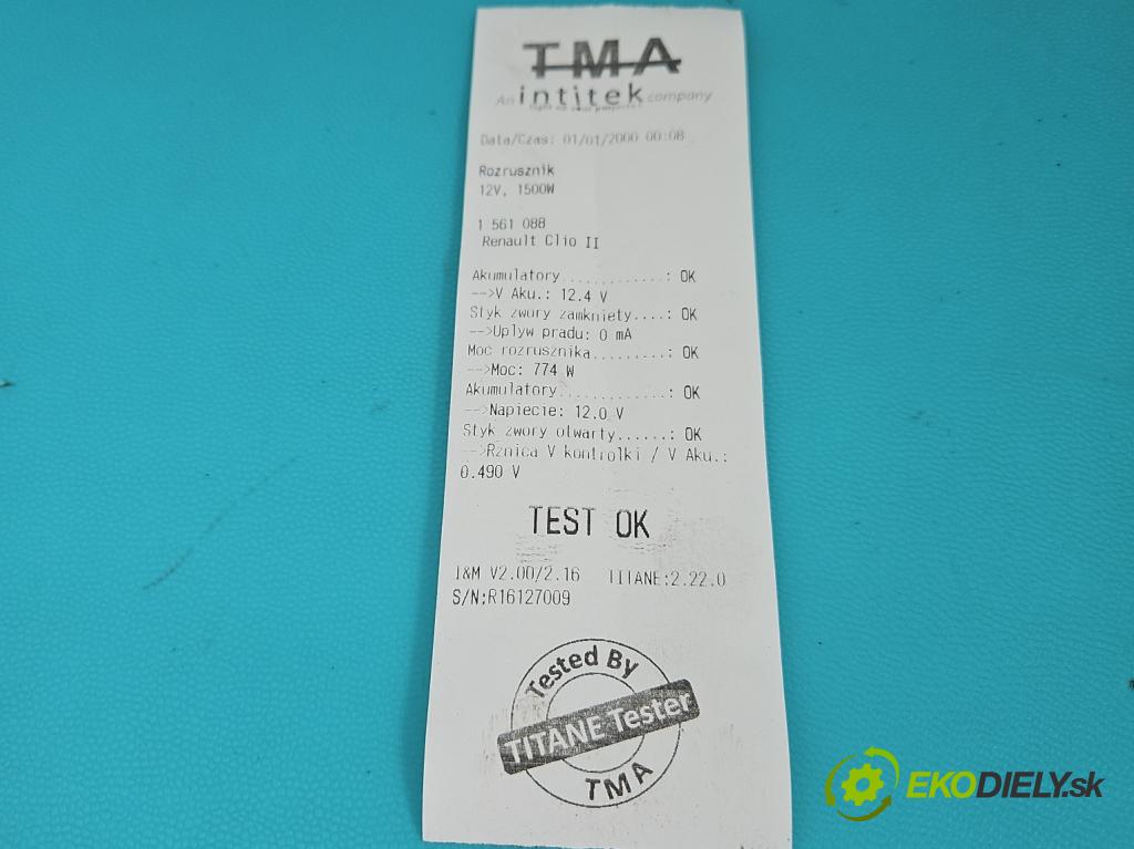 Renault Clio II 1998-2012 1.2 8V 58 HP manual 43 kW 1149 cm3 5- štartér 0001116001 (Štartér)