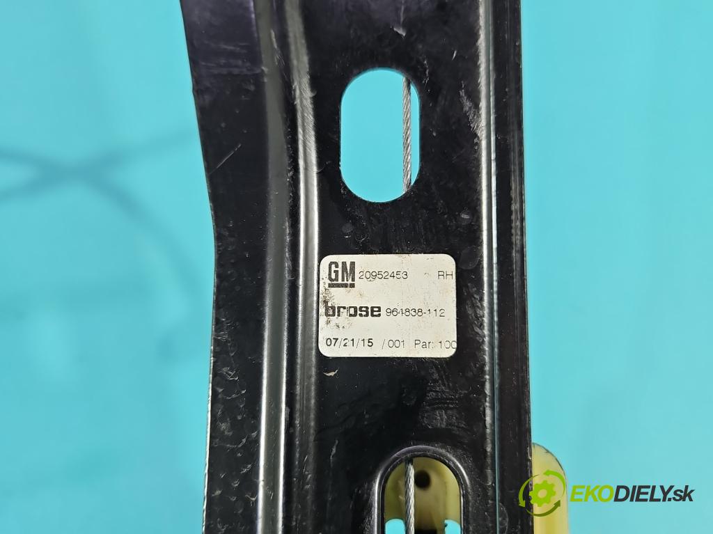 Opel Insignia A 2008-2017 2.0 cdti B20DTH: 170 HP manual 125 kW 1956 cm3 5- mechanizmus okna predné pravý 20951582