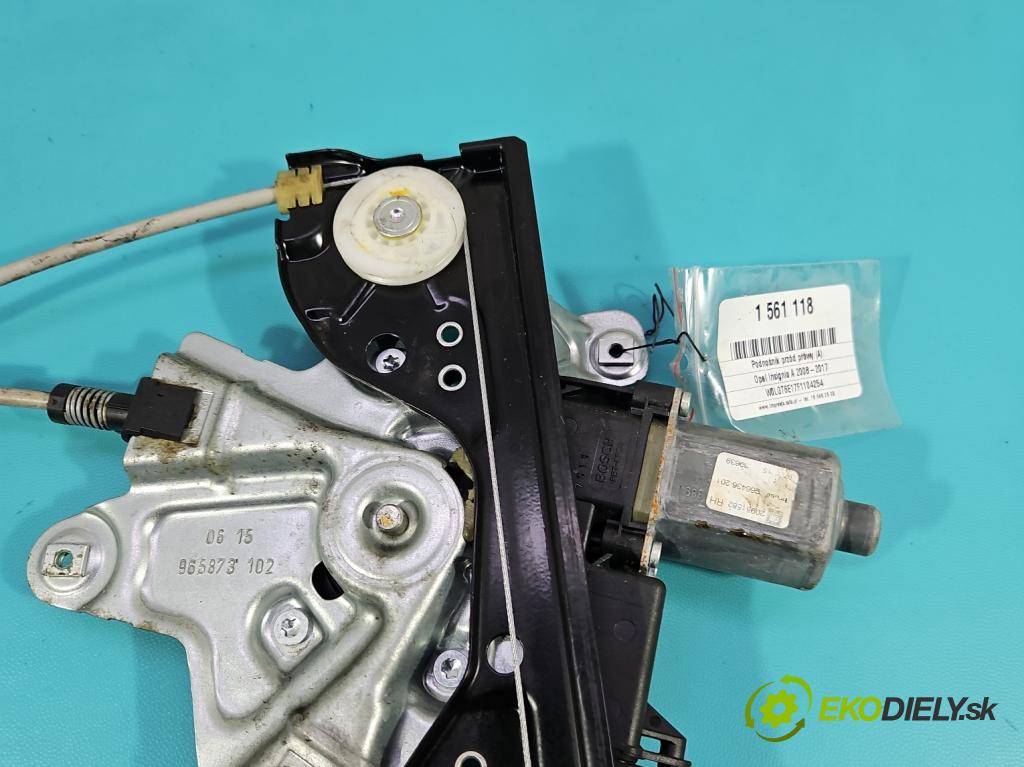 Opel Insignia A 2008-2017 2.0 cdti B20DTH: 170 HP manual 125 kW 1956 cm3 5- mechanizmus okna predné pravý 20951582