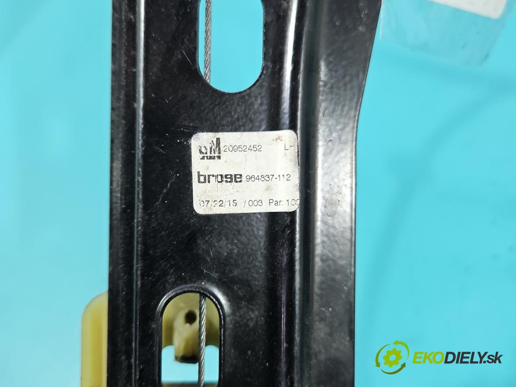 Opel Insignia A 2008-2017 2.0 cdti B20DTH: 170 HP manual 125 kW 1956 cm3 5- mechanizmus okna predné ľavý 20951581