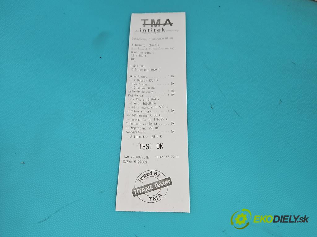 Citroen Berlingo I 1996-2008 2.0 hdi 90 HP manual 66 kW 1997 cm3 5- Alternator 0124525034 (Alternátor)