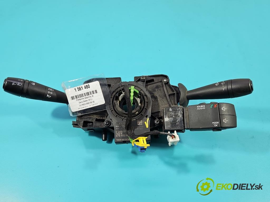 Dacia Dokker 2012- 1.6 16V 102 HP manual 75 kW 1598 cm3 5- prepínač komplex: 0265019153 (Prepínacie páčky pod volantom)