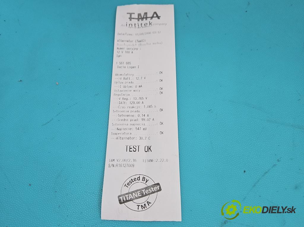 Dacia Logan I 2005-2014 1.4 8V 75 hp manual 55 kW 1390 cm3 4- Alternator 0124415014 (Alternátor)