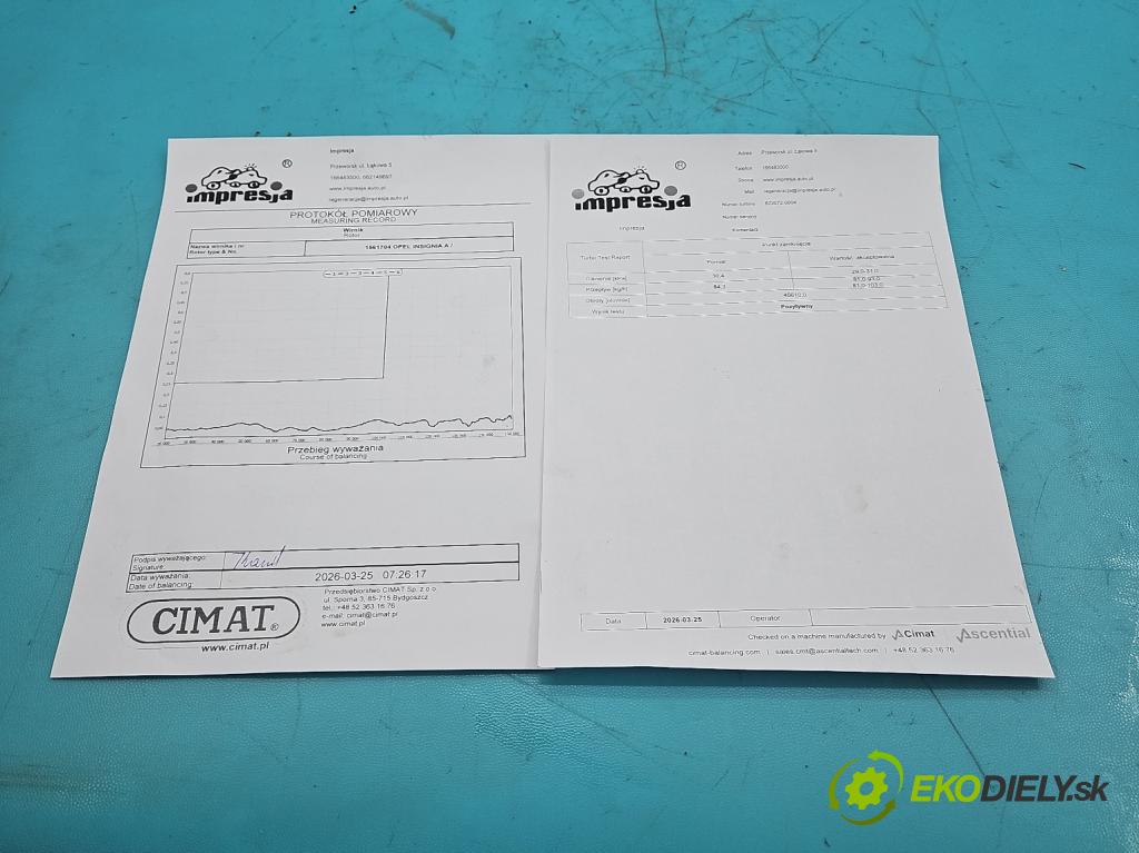 Opel Insignia A 2008-2017 2.0 cdti B20DTH: 170 HP manual 125 kW 1956 cm3 4- turbodúchadlo, turbo repasovaná 822072-4