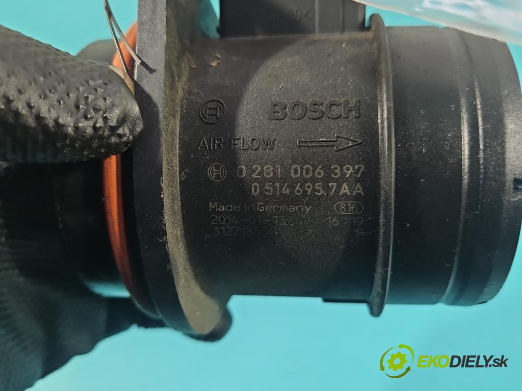 Jeep Cherokee KL 2013-2023 2.0 multijet 140 hp manual 103 kW 1956 cm3 5- váha vzduchu 0281006397 (Snímač hmotnosti vzduchu)