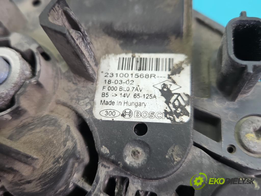 Dacia Dokker 2012- 1.6 16V 102 hp manual 75 kW 1598 cm3 5- Alternator 231001568R (Alternátor)
