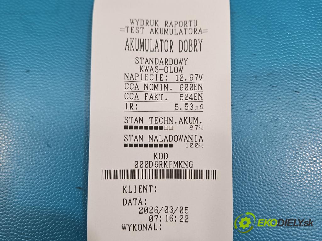 Skoda Rapid 2012-2019 1.2 TSI 86 HP manual 63 kW 1197 cm3 5- Akumulator automobilovy