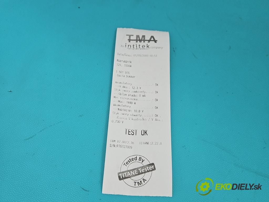 Dacia Dokker 2012- 1.6 16V 102 HP manual 75 kW 1598 cm3 5- štartér M000TD1371ZE (Štartér)