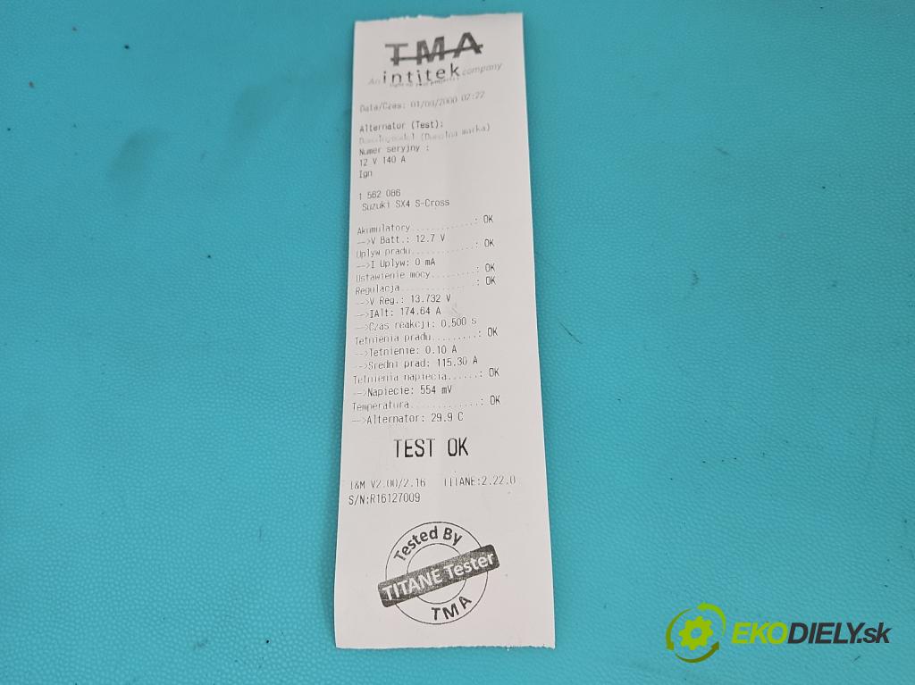 Suzuki SX4 S-Cross 2013-2021 1.4 T 129 hp manual 95 kW 1373 cm3 5- Alternator 0127813020 (Alternátor)