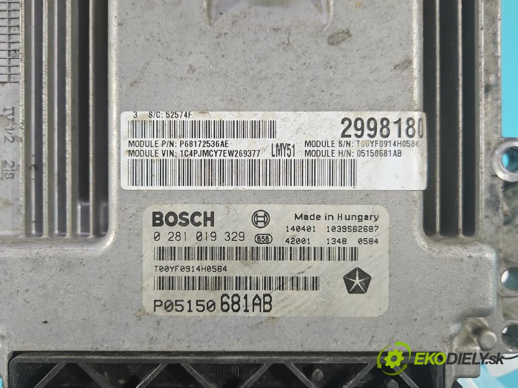 Jeep Cherokee KL 2013-2023 2.0 multijet: 140 HP manual 103 kW 1956 cm3 5- riadiaca jednotka motora P05150681AB