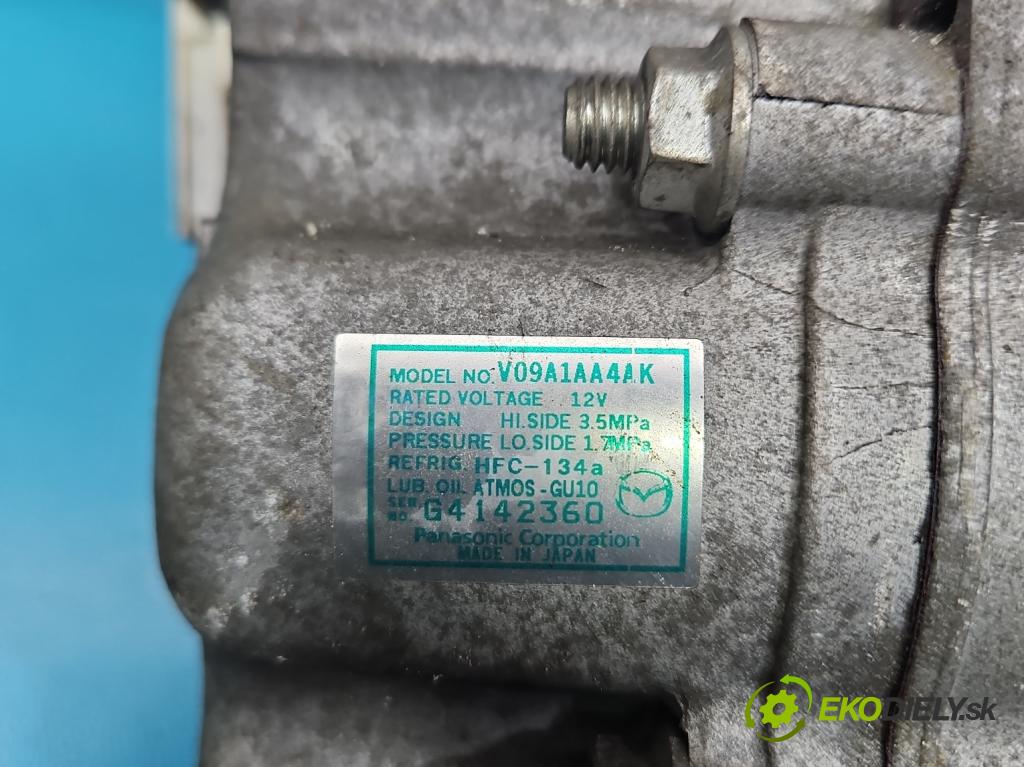 Mazda 2 II 2007-2014 1.3 16V 75 hp manual 55 kW 1349 cm3 5- Kompresor: klíma V09A1AA4AK (Kompresor klimatizace)