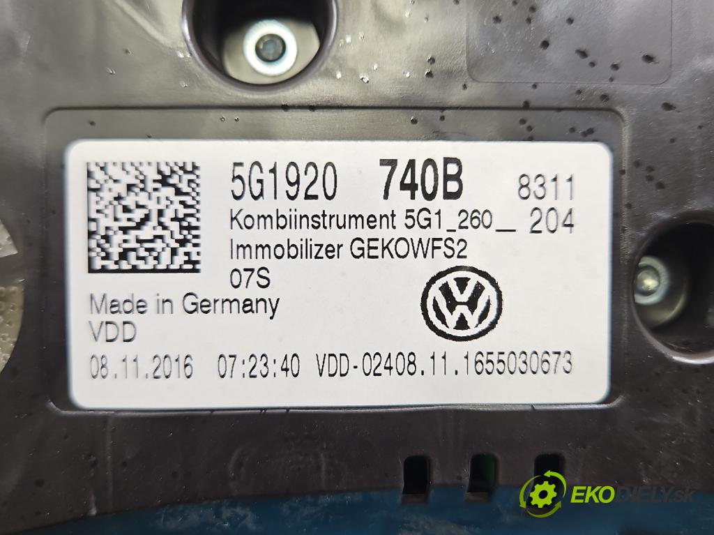 Vw Golf VII 2012-2020 1.2 TSI 86 hp manual 63 kW 1197 cm3 5- Přístrojová deska 5G1920740B (Přístrojová deska)
