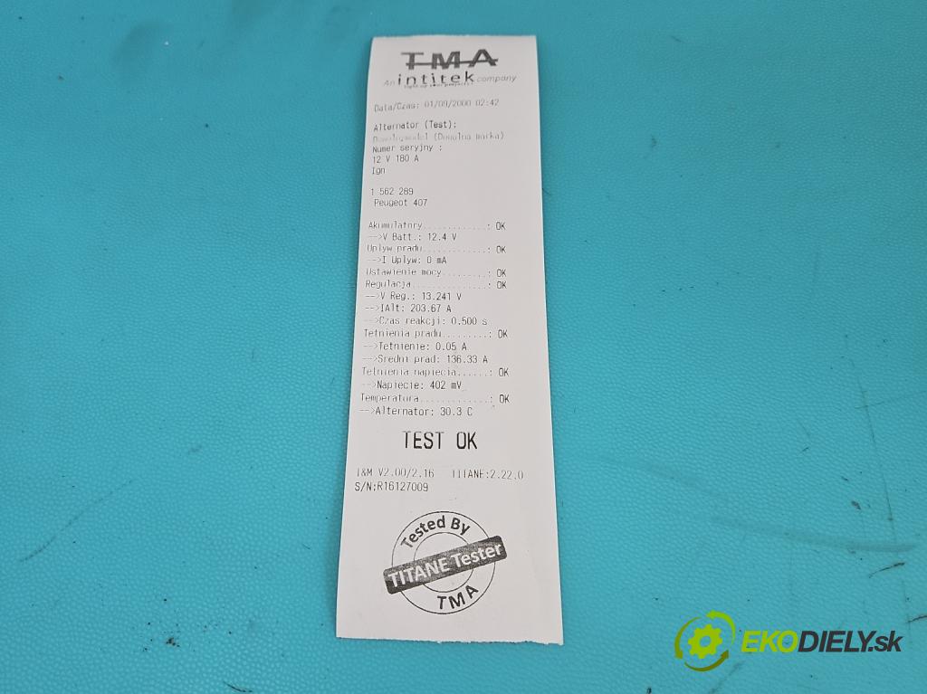 Peugeot 407 2.0 hdi 136hp manual 100 kW 1997 cm3 5- Alternator 9654752880 (Alternátor)