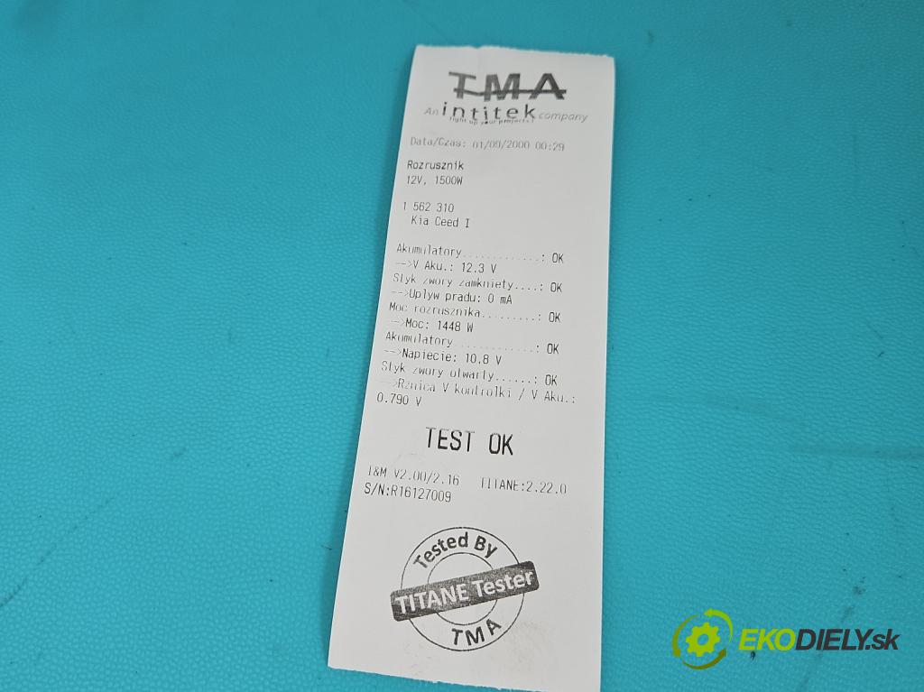 Kia Ceed I 2006-2012 1.4 16V 105 HP manual 77 kW 1396 cm3 3- štartér M000T3257 (Štartér)