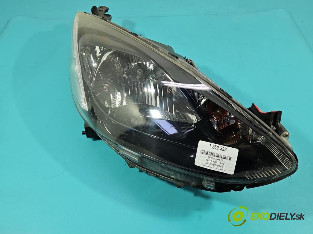 Mazda 2 II 2007-2014 1.3 16V 75 HP manual 55 kW 1349 cm3 5- Reflektor: pravý  (Svetlo predné pravé)