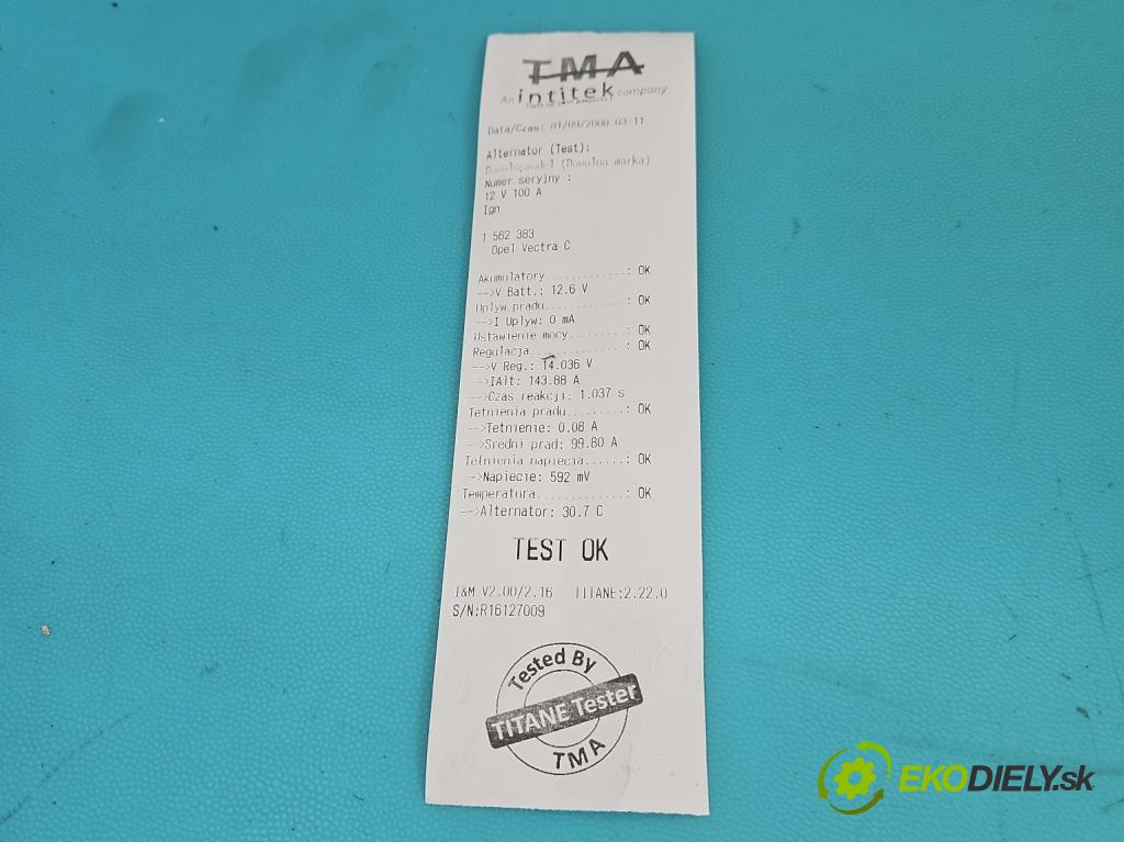 Opel Vectra C 2002-2008 1.8 16V 122 HP manual 90 kW 1796 cm3 4- Alternator  (Alternátor)