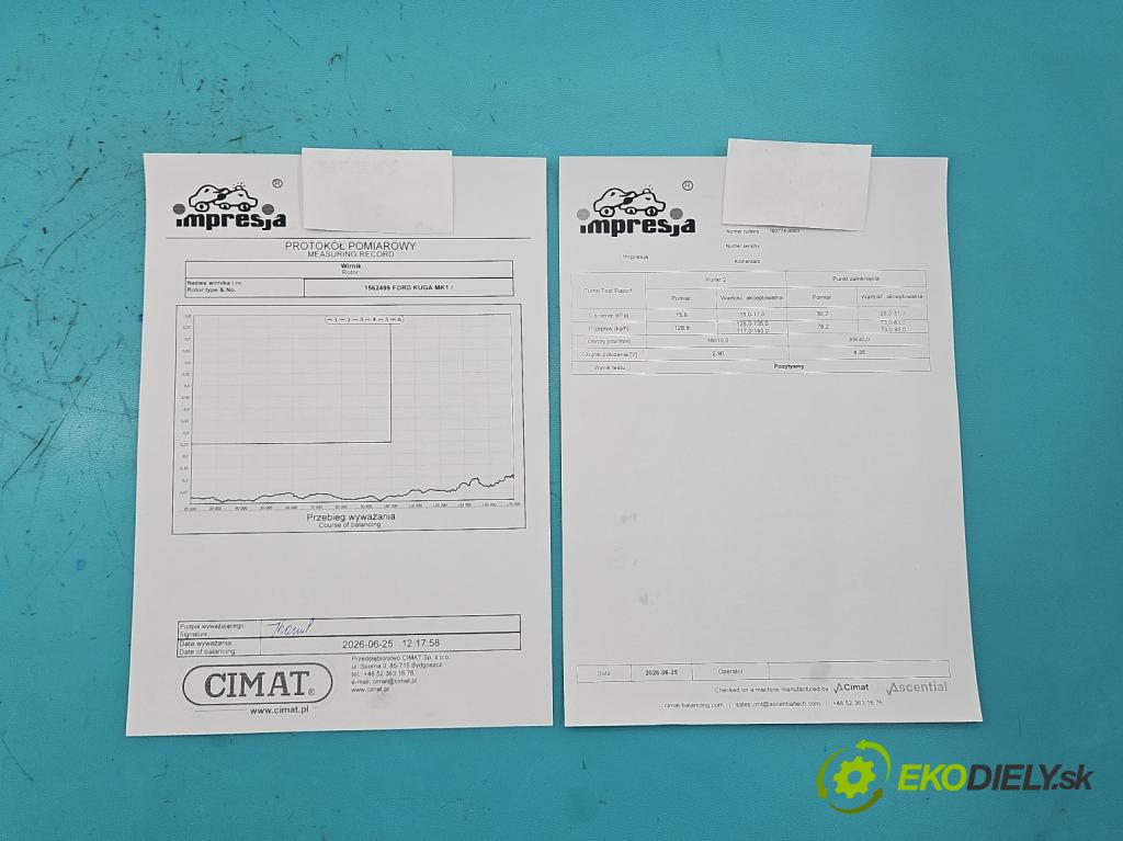 Ford Kuga Mk1 2008-2013 2.0 tdci 136hp manual 100 kW 1997 cm3 5- Turbodmychadlo repasováno 760774-3