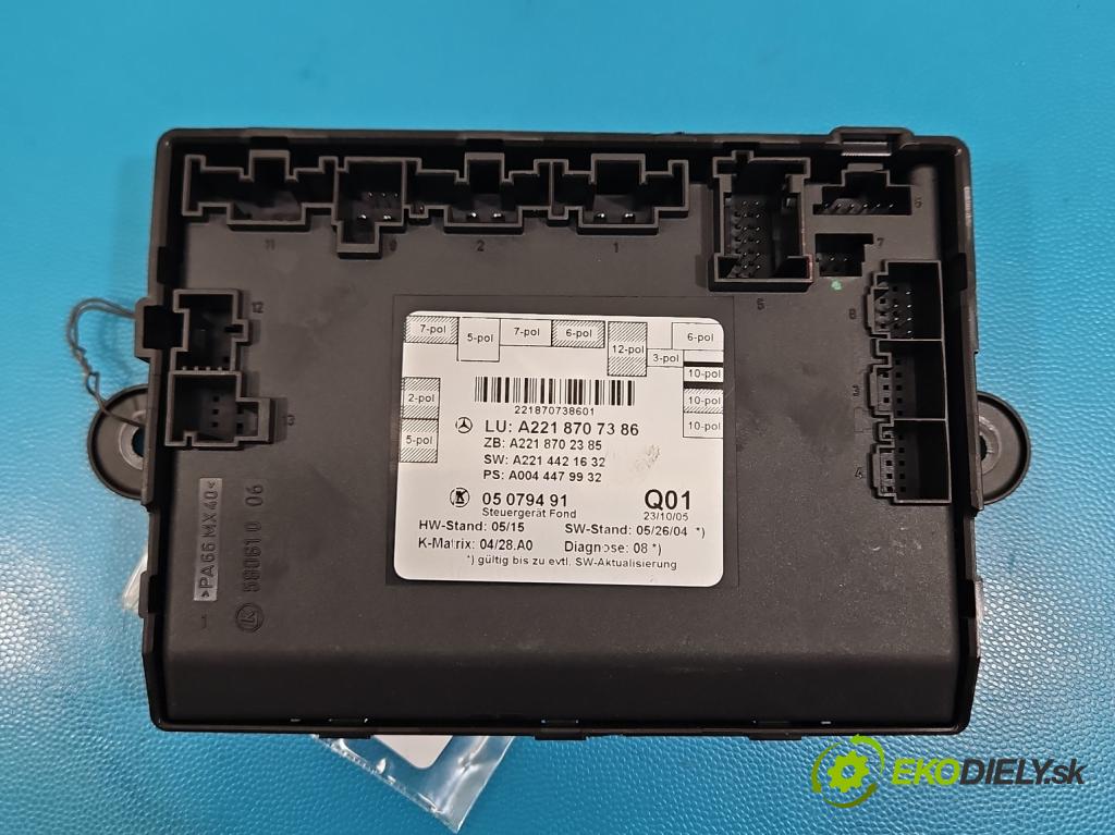 Mercedes S W221 2005-2013 3.5 V6 272 HP automatic 200 kW 3498 cm3 4- riadiaca jednotka ostatné A2218707386