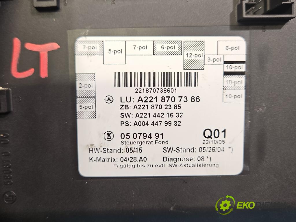 Mercedes S W221 2005-2013 3.5 V6 272 HP automatic 200 kW 3498 cm3 4- riadiaca jednotka ostatné A2218707386